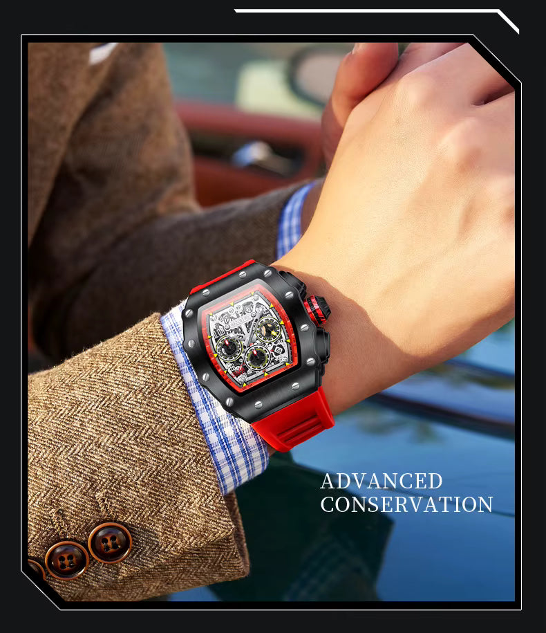 ONOLA Men's Quartz Alloy Case Silicone Strap Multi Functional Design Waterproof, Suitable for Daily Sports Men's Anniversary Gif