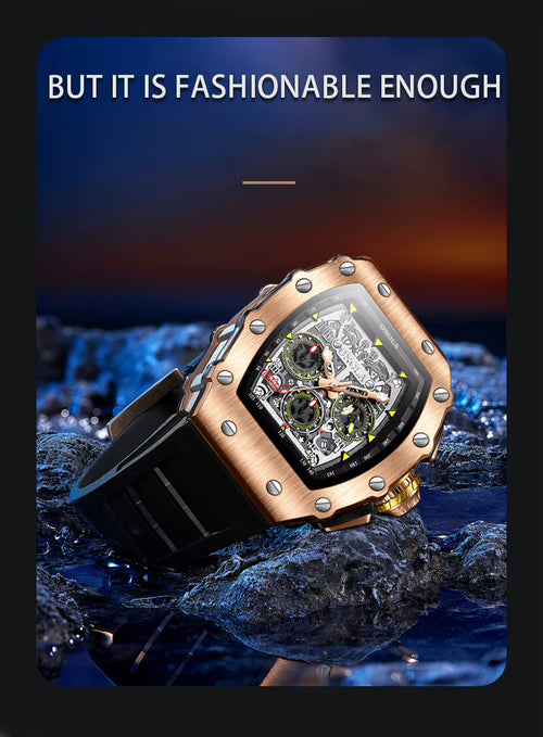 ONOLA Men's Quartz Alloy Case Silicone Strap Multi Functional Design Waterproof, Suitable for Daily Sports Men's Anniversary Gif
