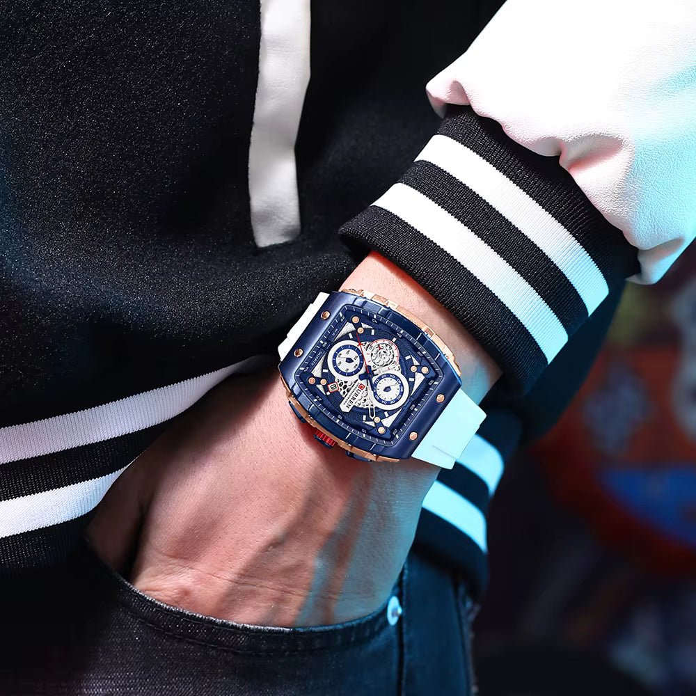 CURREN Top Brand Men's Watches Luxury Square Quartz Wristwatch Waterproof Luminous Chronograph Watch for Men Date Clock